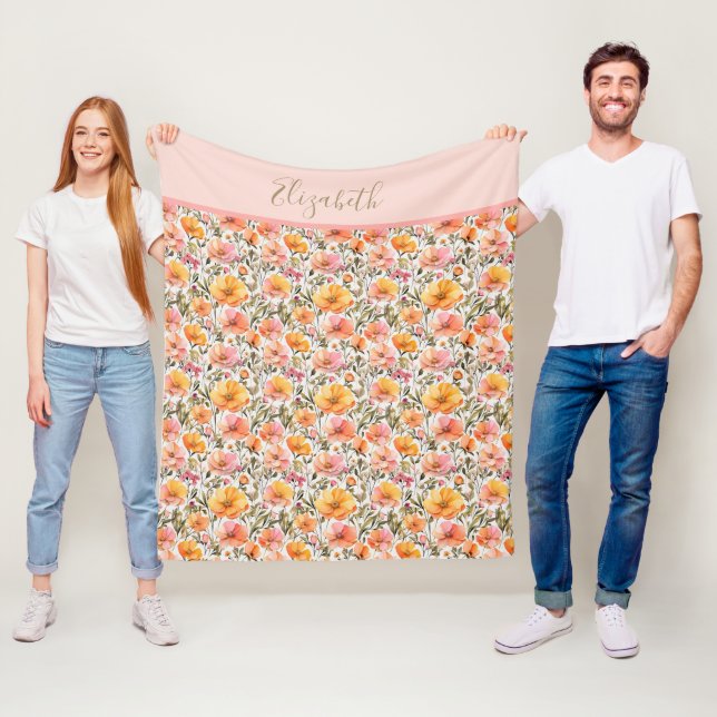 Cobertor De Velo Presente de Flores Silvestres Laranja Amarelo Rosa (In Situ)