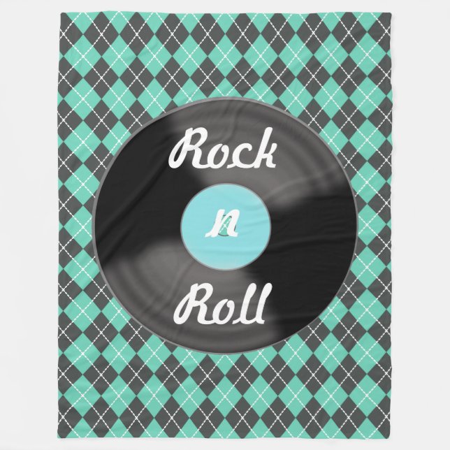 Cobertor De Velo Presente de folheto Retro Rock n Roll Record Fleec (Frente)