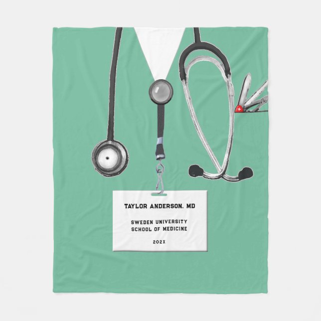 Cobertor De Velo presente de formatura médica personalizada (Frente)