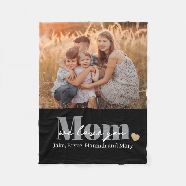 Cobertor De Velo Presente de Foto Nós Amamos Você Mamãe (Frente)