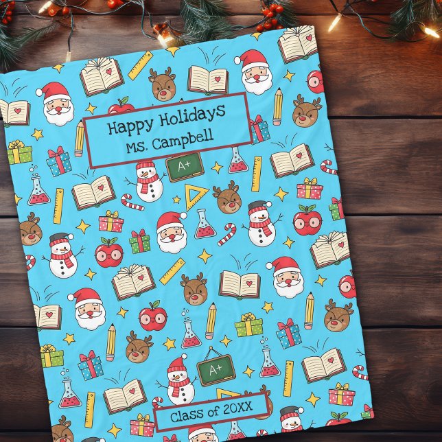 Cobertor De Velo Presente De Natal Para Professora Com Ano (Criador carregado)