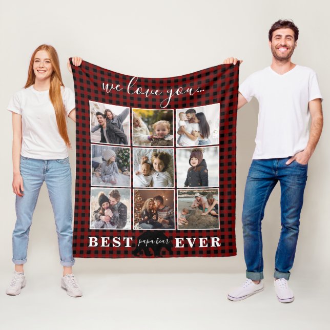 Cobertor De Velo Presente de Pai de Colagem de Fotos do Papa Bear (In Situ)