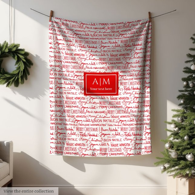 Cobertor De Velo Presente moderno e festivo de Natal para ela (Modern festive Christmas lettering gift for her Fleece Blanket)