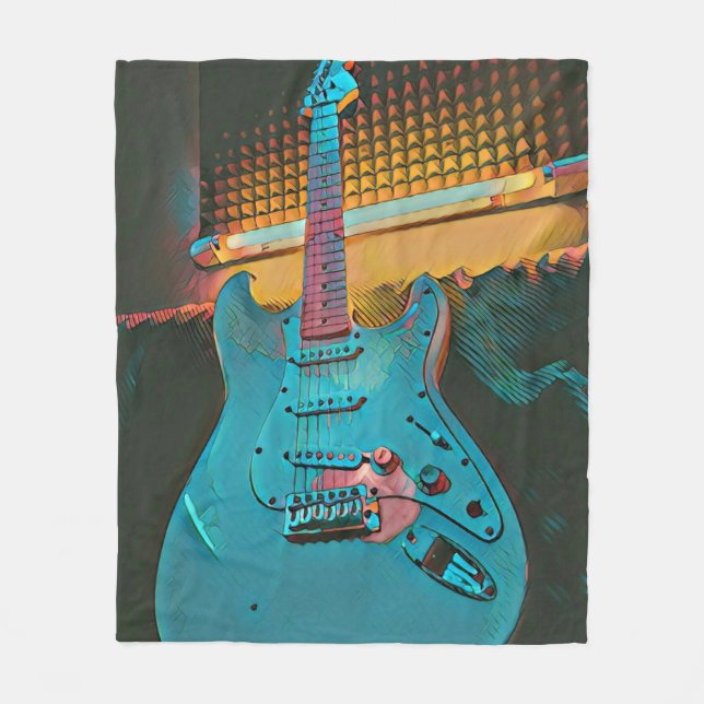 Cobertor De Velo Presente para marido guitarrista (Frente)