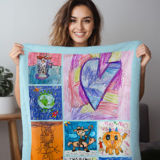 Cobertor De Velo Presente Personalizado de 8 Fotos de Arte Infantil