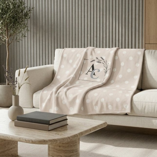 Cobertor De Velo Presente Personalizado de Monograma com Bolinhas B (Criador carregado)