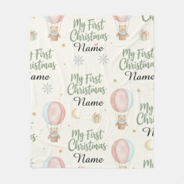 Cobertor De Velo Presente Personalizado Meu Primeiro Natal Nome