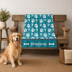 Cobertor De Velo Presente personalizado para o cão-de-coleira-branc