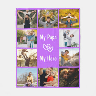 Cobertor De Velo Presente Personalizado para o Papai com 10 Fotos e