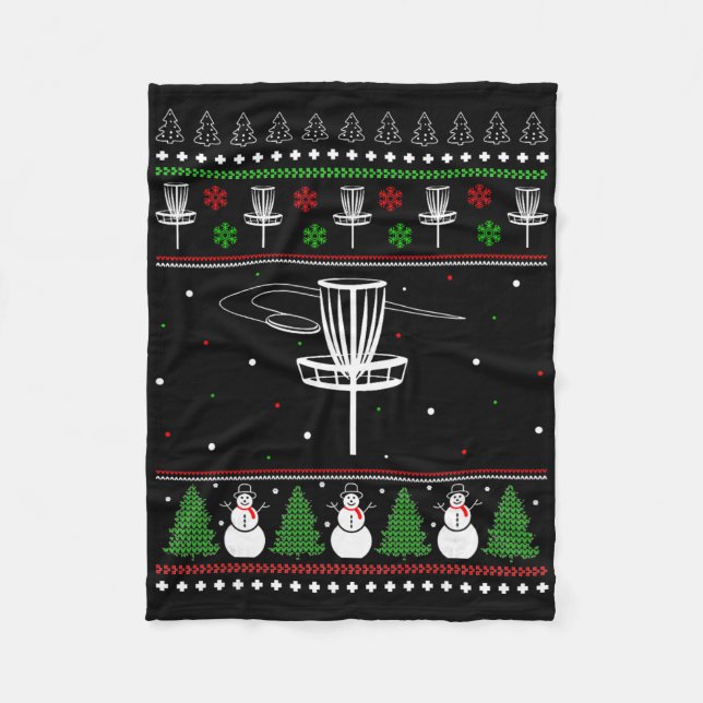 Cobertor De Velo Presentes de camisola feia de Natal de Disc Golf P (Frente)