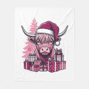 Cobertor De Velo Presentes de Natal da Vaca de Terras Altas Rosa Ar