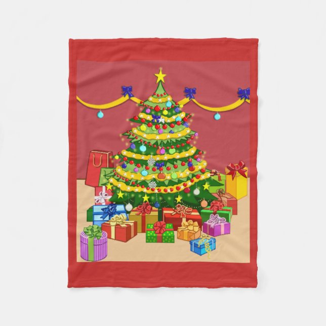 Cobertor De Velo Presentes na Árvore de Natal (Frente)