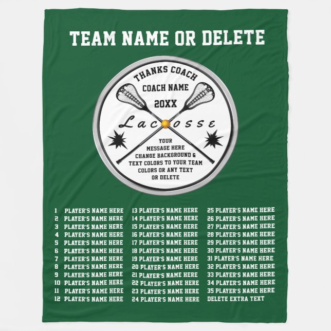 Cobertor De Velo Presentes personalizados de treinador de Lacrosse  (Frente)