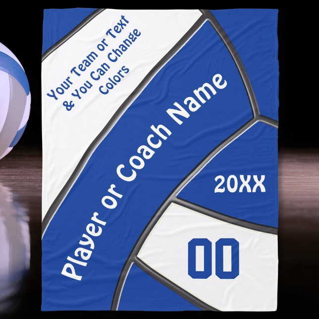 Cobertor De Velo Presentes personalizados de voleibol para jogadore (Volleyball Fleece Blanket. Gift ideas for Volleyball Coaches. Gifts for Volleyball Seniors. Blue.)