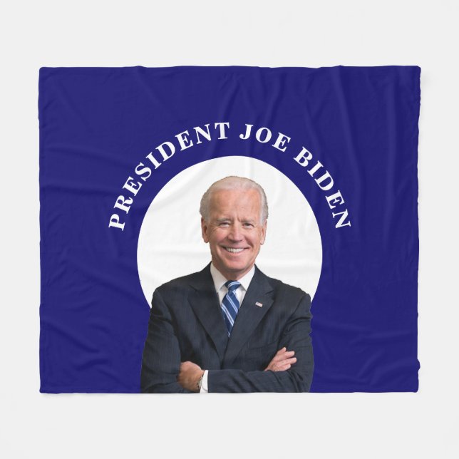 Cobertor De Velo Presidente Joe Biden Retrato de Azul (Frente (Horizontal))