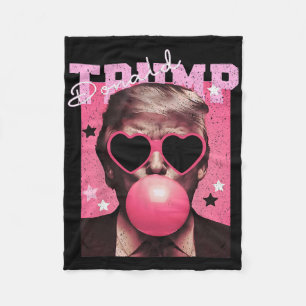 Cobertor De Velo Presidente Trump Soprando Chiclete Engraçado Rosa