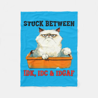Cobertor De Velo Preso Entre Idk Idc Idgaf Amante de Gatos Divertid