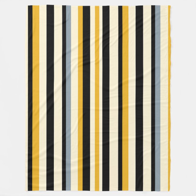 Cobertor De Velo Preto,Amarelo,Cinzas e Faixa Branca (Frente)