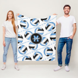 Cobertor De Velo preto azul A quadra de vôlei é meu lugar feliz