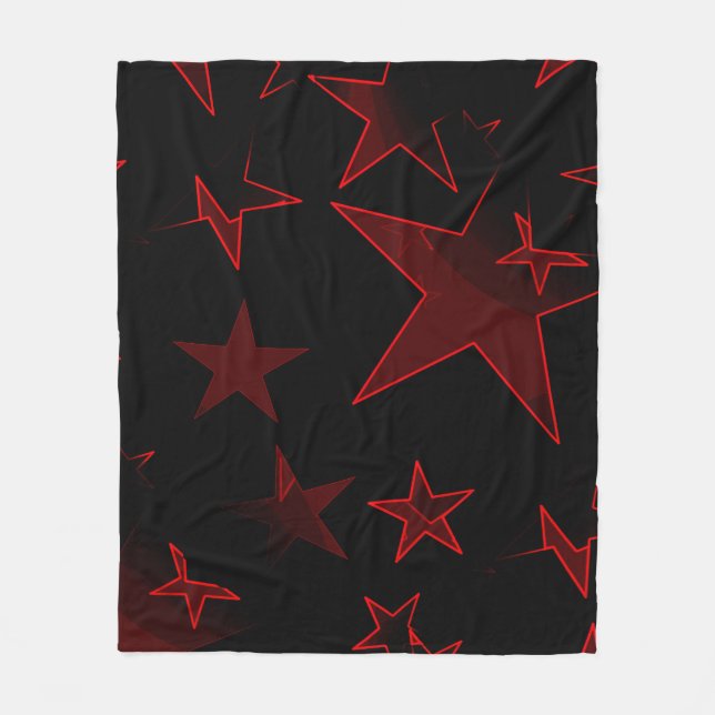 Cobertor De Velo Preto com Folheto de Estrelas Vermelhas (Frente)