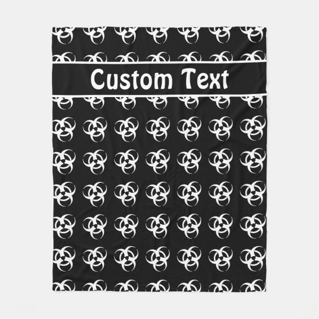 Cobertor De Velo Preto e Branco Alerta de Risco Biológico em Aberto (Frente)