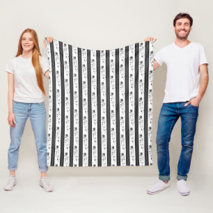 Cobertor De Velo Preto e branco cinza vintage listrado com rosas