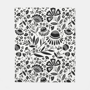Cobertor De Velo Preto e branco floral do jardim geométrico modern