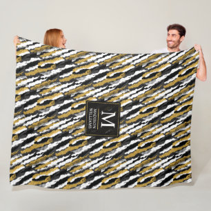 Cobertor De Velo Preto e Dourado Brilho Branco Animal Estampa Zebra