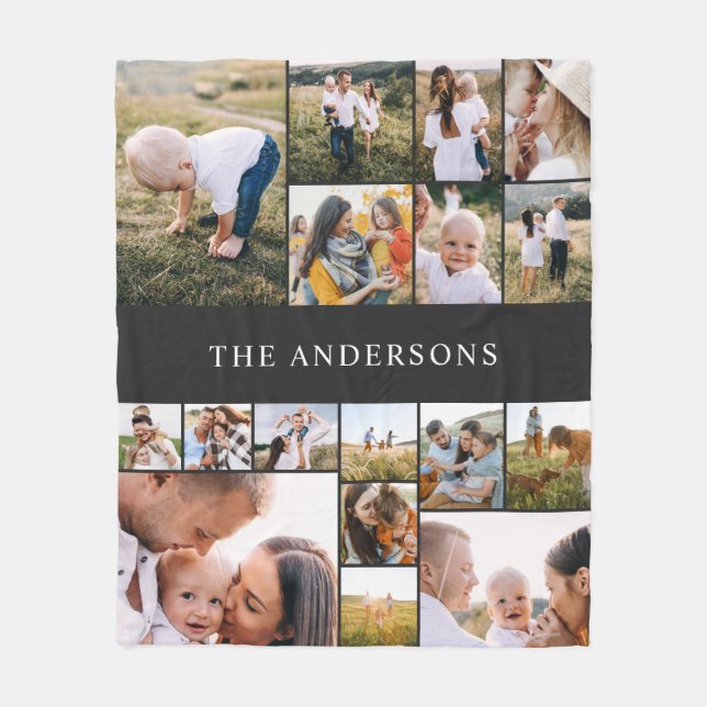 Cobertor De Velo preto moderno elegante 17 foto personalizada moder (Frente)