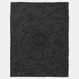Cobertor De Velo Preto & obscuridade - Paisley cinzento