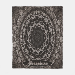 Cobertor De Velo Preto Personalizado e Taupe Mandala