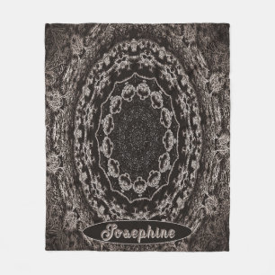 Cobertor De Velo Preto Personalizado e Taupe Mandala