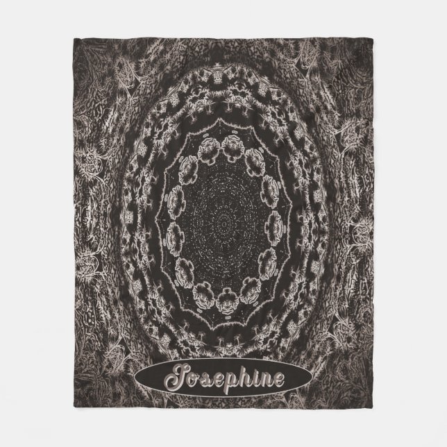 Cobertor De Velo Preto Personalizado e Taupe Mandala (Frente)