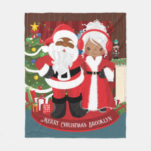 Cobertor De Velo Preto Sr. & Sra. Claus Personalizada