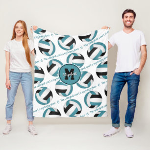 Cobertor De Velo preto teal A quadra de vôlei é o meu lugar feliz