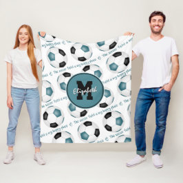 Cobertor De Velo preto teal O campo de futebol é meu lugar feliz