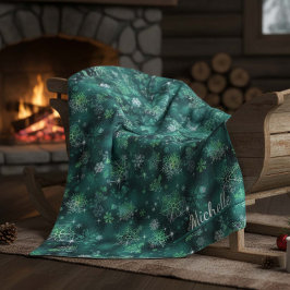 Cobertor De Velo Prettiest Snowflakes Green ID846