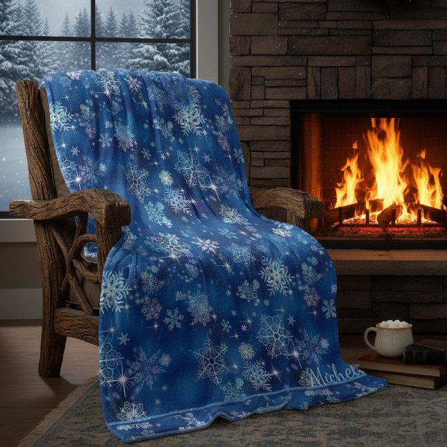 Cobertor De Velo Prettiest Snowflakes Standard Blue ID846 (Criador carregado)