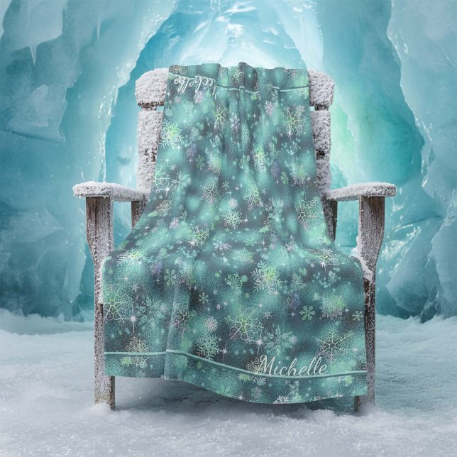 Cobertor De Velo Prettiest Snowflakes, Teal ID846 (Criador carregado)