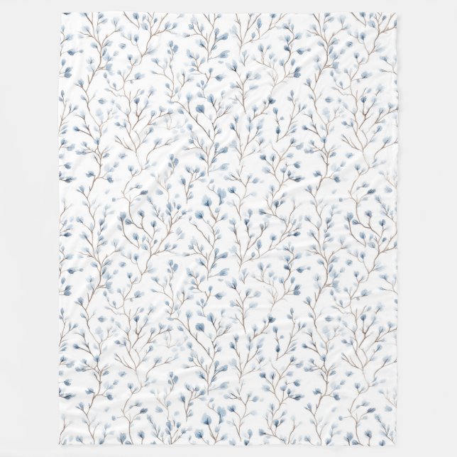 Cobertor De Velo Pretty Blue White Flowers   (Frente)