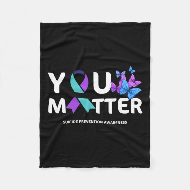 Cobertor De Velo Prevenção Suicida Sensibilização Teal E Roxo (Frente)