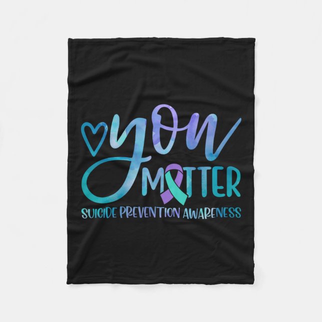 Cobertor De Velo Prevenção Suicida Sensibilização Teal E Roxo (Frente)