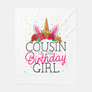 Cobertor De Velo Prima da Menina do Aniversário Unicórnio Camiseta 