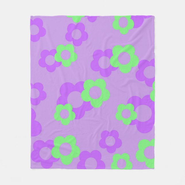 Cobertor De Velo Primavera de Botânica Tropical Tropical Verde Roxo (Frente)