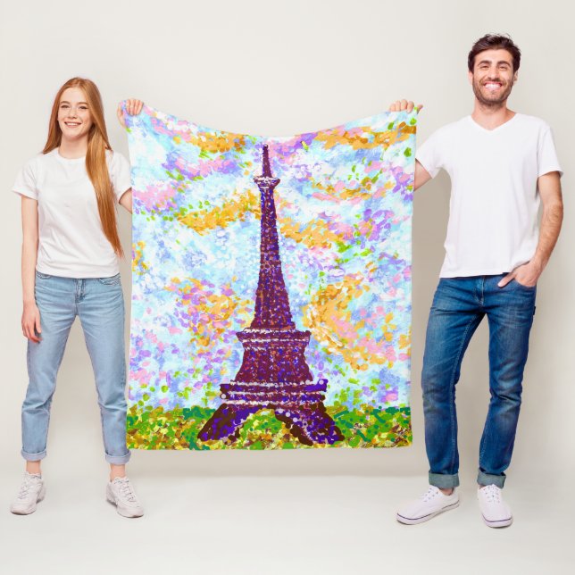 Cobertor De Velo Primavera de Pointilismo da Torre Eiffel (In Situ)