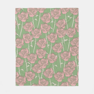 Cobertor De Velo Primavera de Verão Tropical Floral Verde Rosa