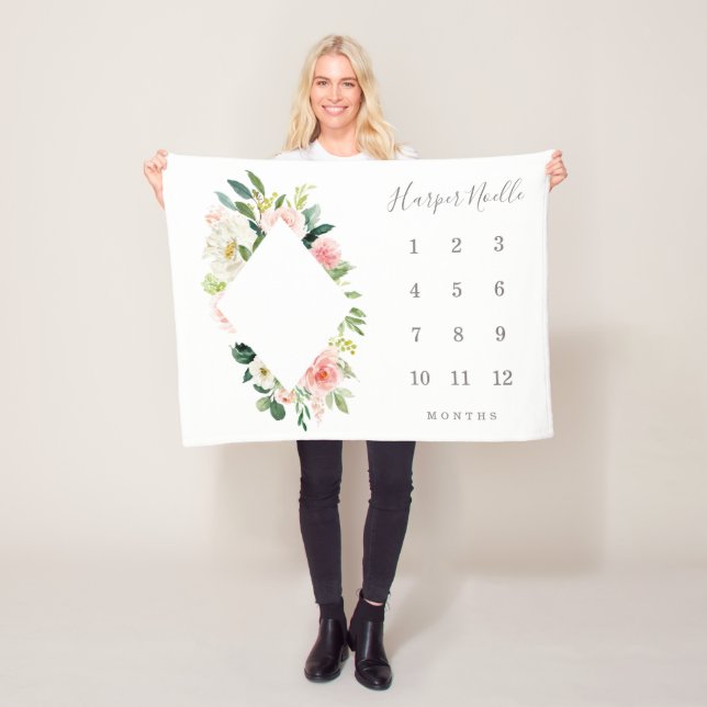 Cobertor De Velo Primavera Florals Diamond Baby Milestone (In Situ)