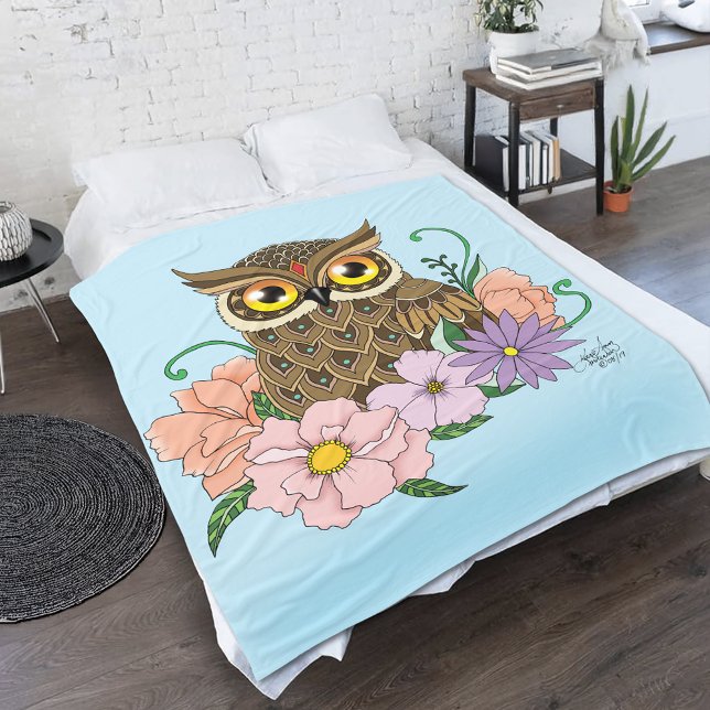 Cobertor De Velo Primavera Pastel Flowers Owl (Criador carregado)