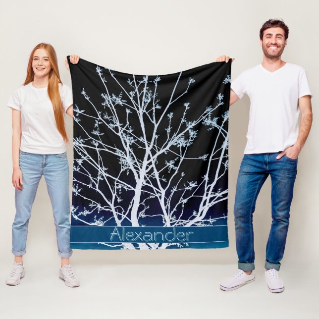 Cobertor De Velo Primavera personalizado azul e branco da árvore (In Situ)