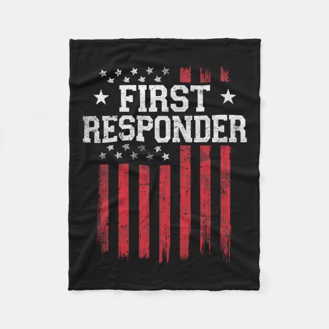 Cobertor De Velo Primeira Resposta Orgulhosa Bandeira Americana Usa (Frente)